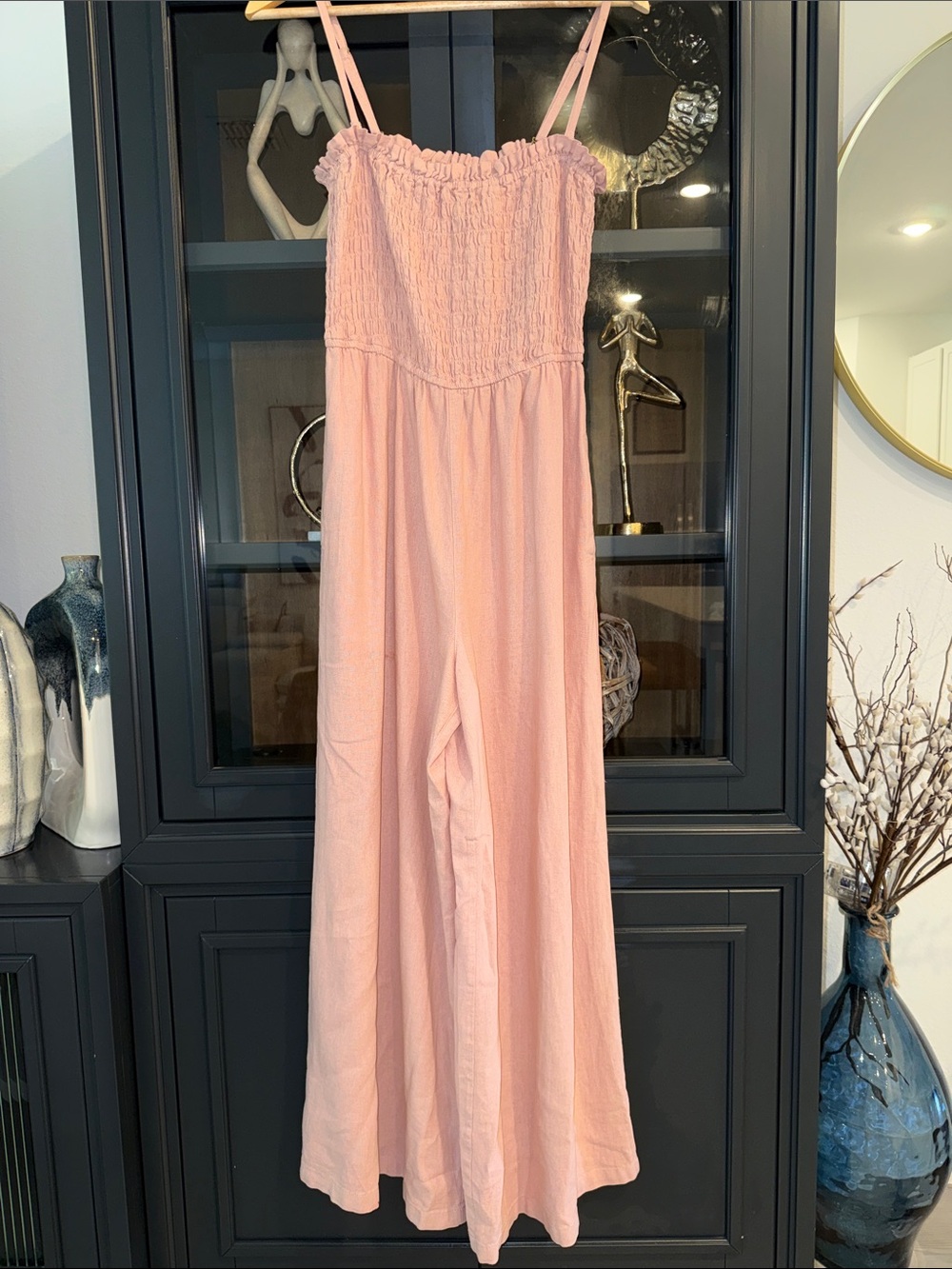 Pilcro Dusty Rose Pink Smocked Wide-Leg Jumpsuit